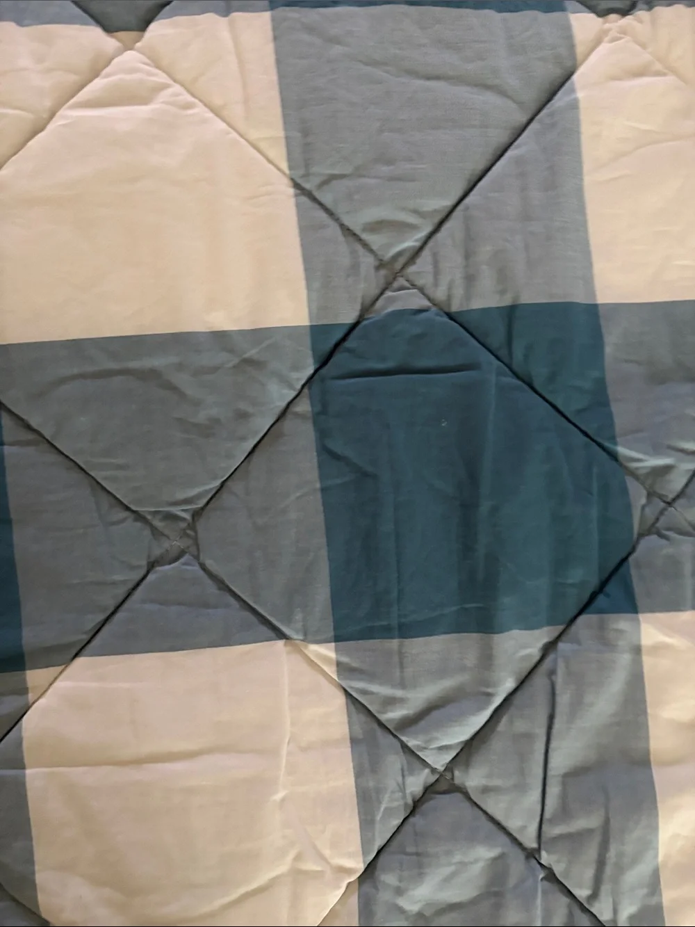 Lands End Blue and White Buffalo Plaid Quilt Twin with one sham- SHIPS TODAY